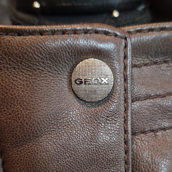 Geox Dark Brown Leather Jacket with  Fur Trim - Picture 6 of 12